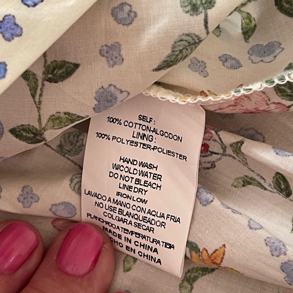 &merci Sleeveless Cream Floral Button-Front Blouse  Sz L Pleated Peplum Waist - Picture 11 of 13